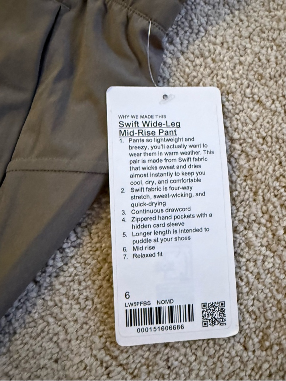 Lululemon Swift Wide Leg Pant Nomad NWT Mid Rise Full Length Size 6 - Picture 9 of 11